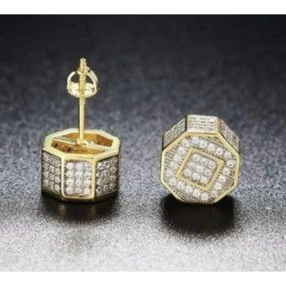 14K Gold Mens 2ct Diamond Earrings Studs Guys ct Jewelry Large